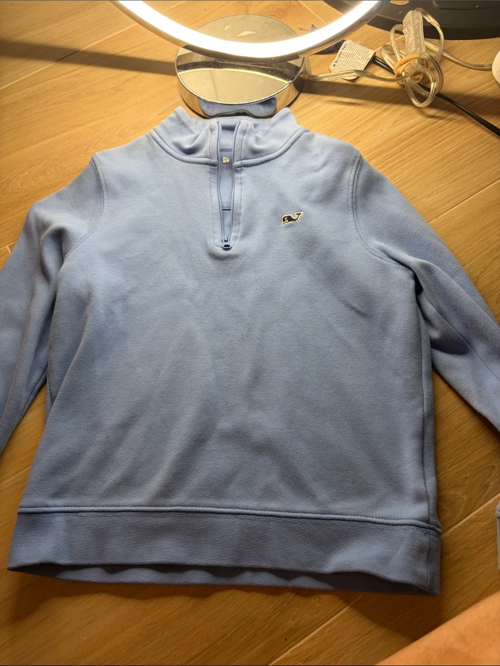 Vineyard Vines Men's Pale Blue Quarter-Zip Fleece Pullover